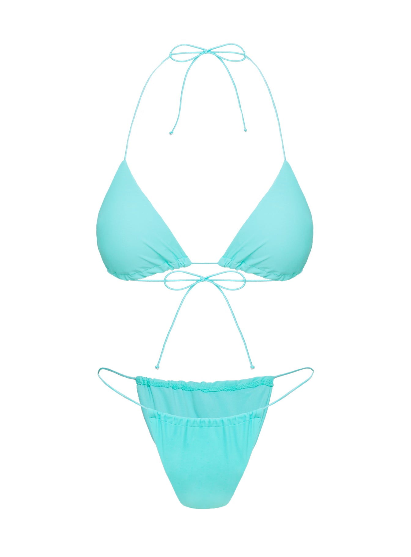 Selbie Triangle Bikini Top White Blue