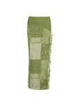 Sharifa Patchwork Maxi Skirt Green