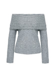 Snowie Off Shoulder Knit Sweater Grey