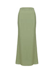 Green maxi skirt High rise fit, linen material