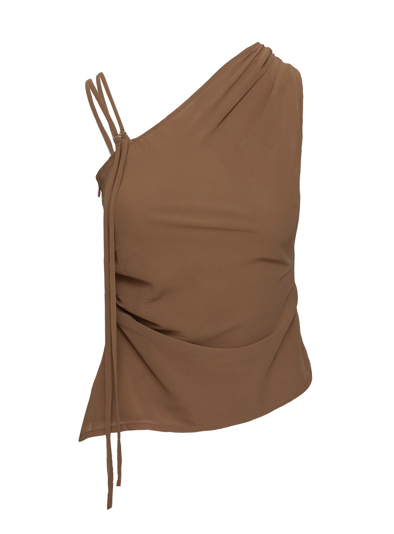 product Princess Polly Smash Hit One Shoulder Top Brown Sleeveless Asymmetric Neckline 