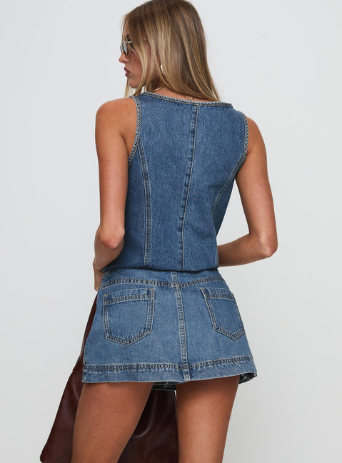 Stefenie Denim Skort Mid Wash