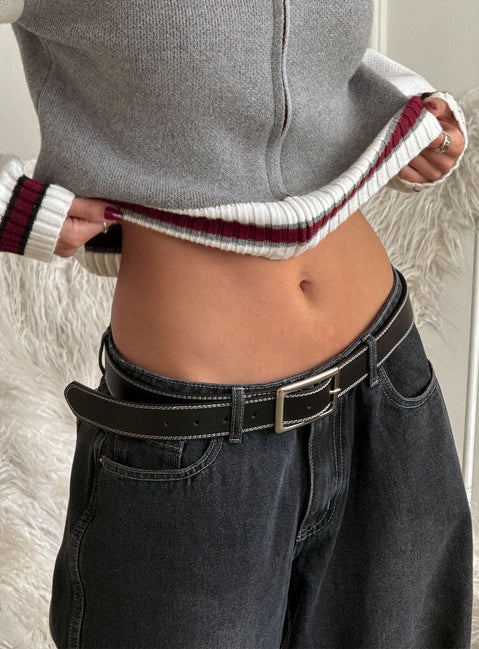 Sydney Contrast Stitch Belt Black