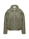 Tanza Faux Leather Jacket Washed Green