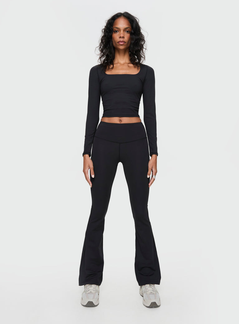 Black Cropped Long Sleeve Athleisure Top