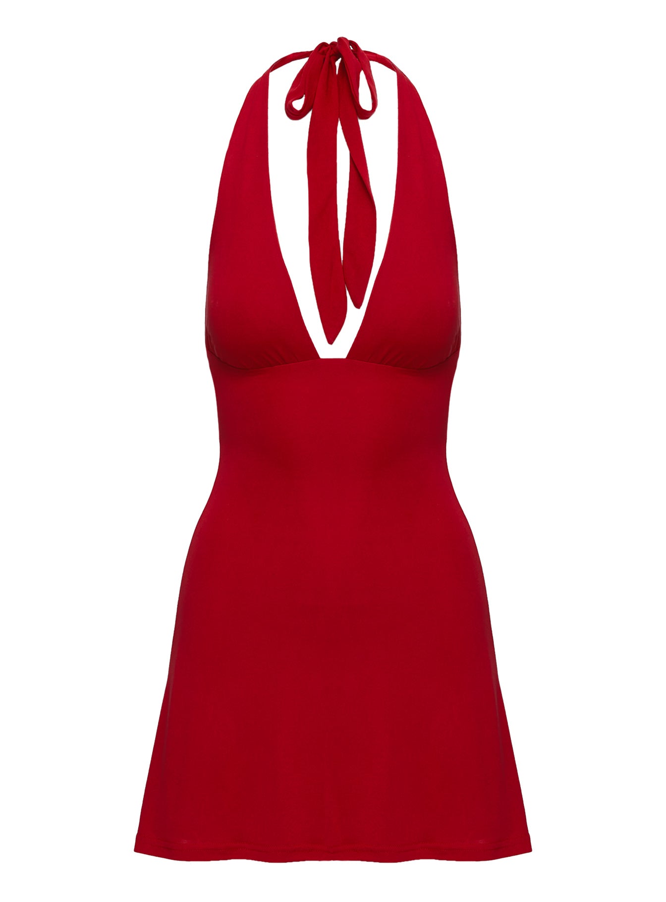 Tinisie Halter Mini Dress Red Plunger 