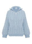 Told The Truth Quarter Zip Knit Sweater Blue