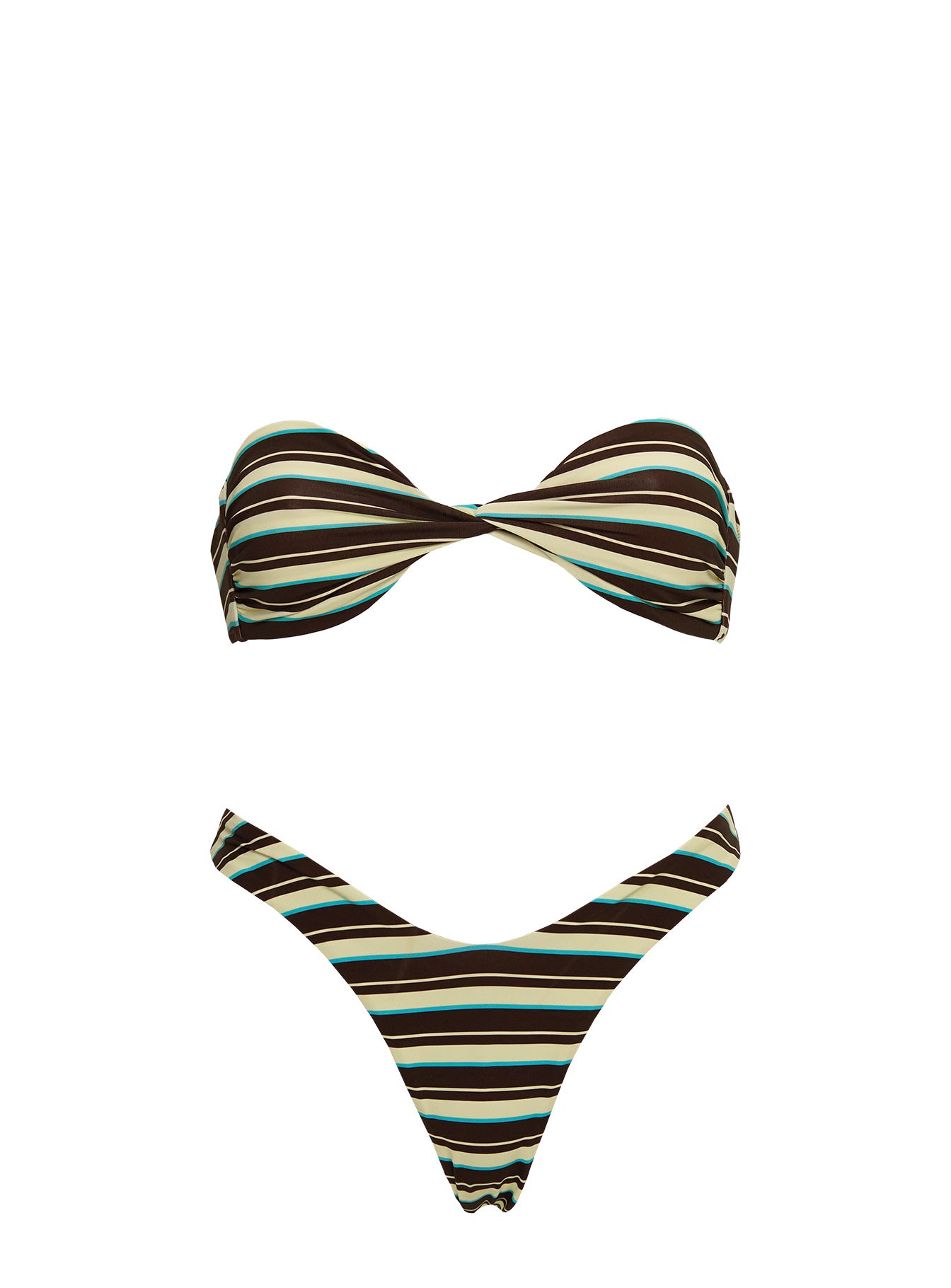 Tamrali Bandeau Bikini Top Brown Stripe