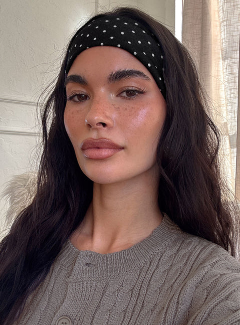 The Juney Headband Black Polka