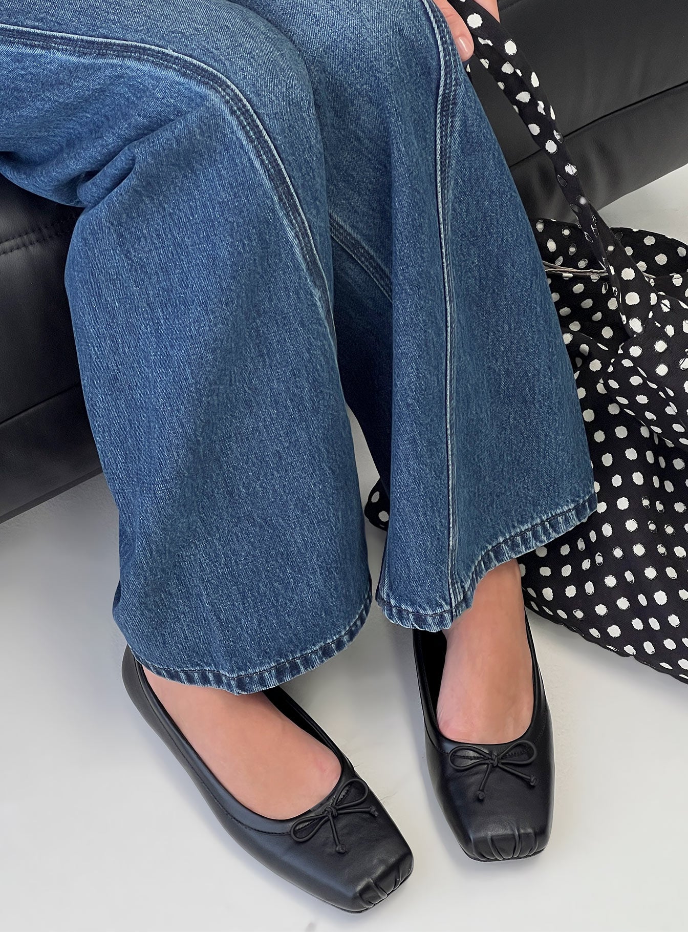 Therapy Laine Square Toe Ballet Flats Black | Princess Polly