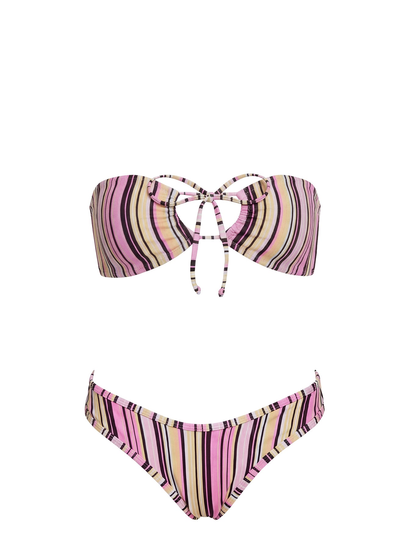 Amiri Contrast High Side Bikini Bottoms Pink / Yellow Stripe
