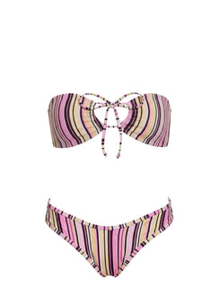 Amiri Contrast High Side Bikini Bottoms Pink / Yellow Stripe