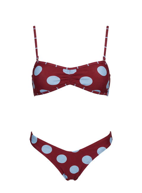 Tykana Bandeau Bikini Top Red / Blue Polka Dot