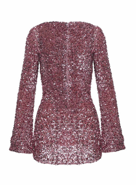 Vinelle Long Sleeve Mini Dress | DUSTY PINK | Womens | Princess Polly Lower Impact Vinelle Long Sleeve Mini Dress | DUSTY PINK | Womens | Princess Polly Lower Impact