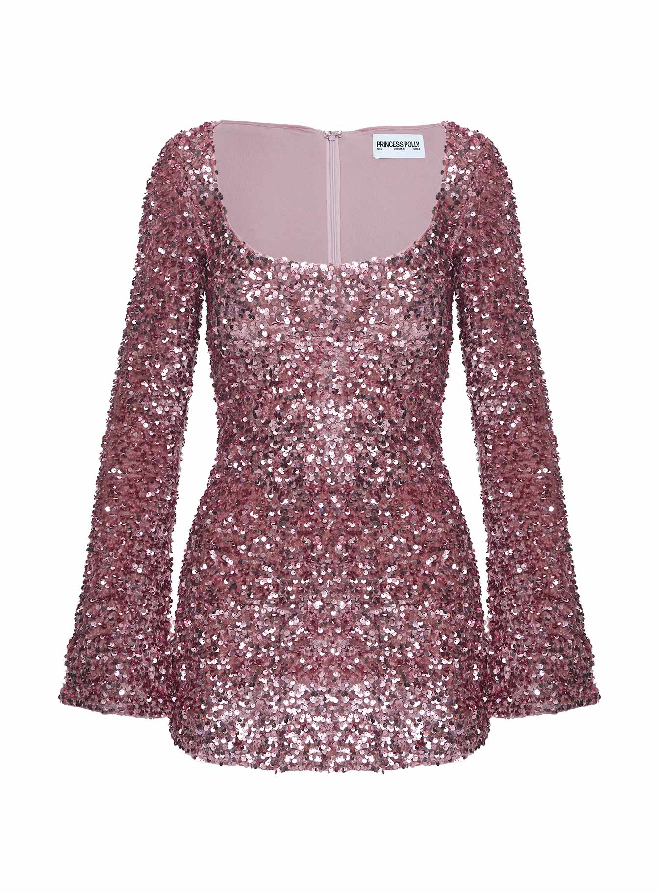 Vinelle Long Sleeve Mini Dress | Dusty Pink | Womens | Princess Polly Lower Impact Vinelle Long Sleeve Mini Dress | Dusty Pink | Womens | Princess Polly Lower Impact