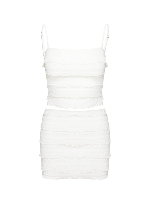 Waylon Ruffle Set White