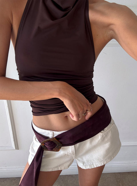 Wrylie Faux Suede Belt Plum