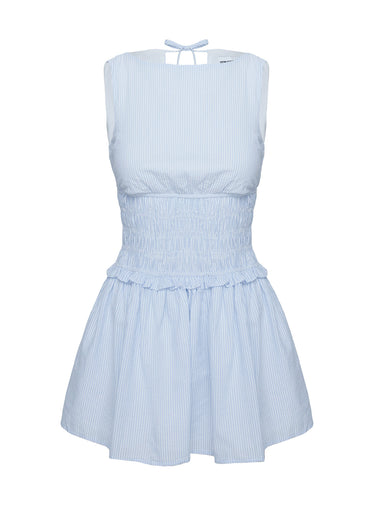 Yennifer Shirred Mini Dress Blue / White