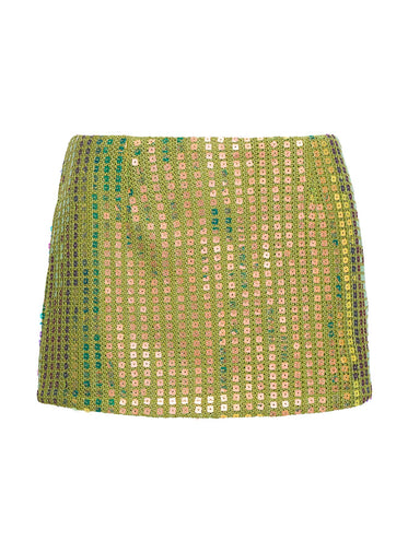 Zelaia Shimmer Mini Skirt Green