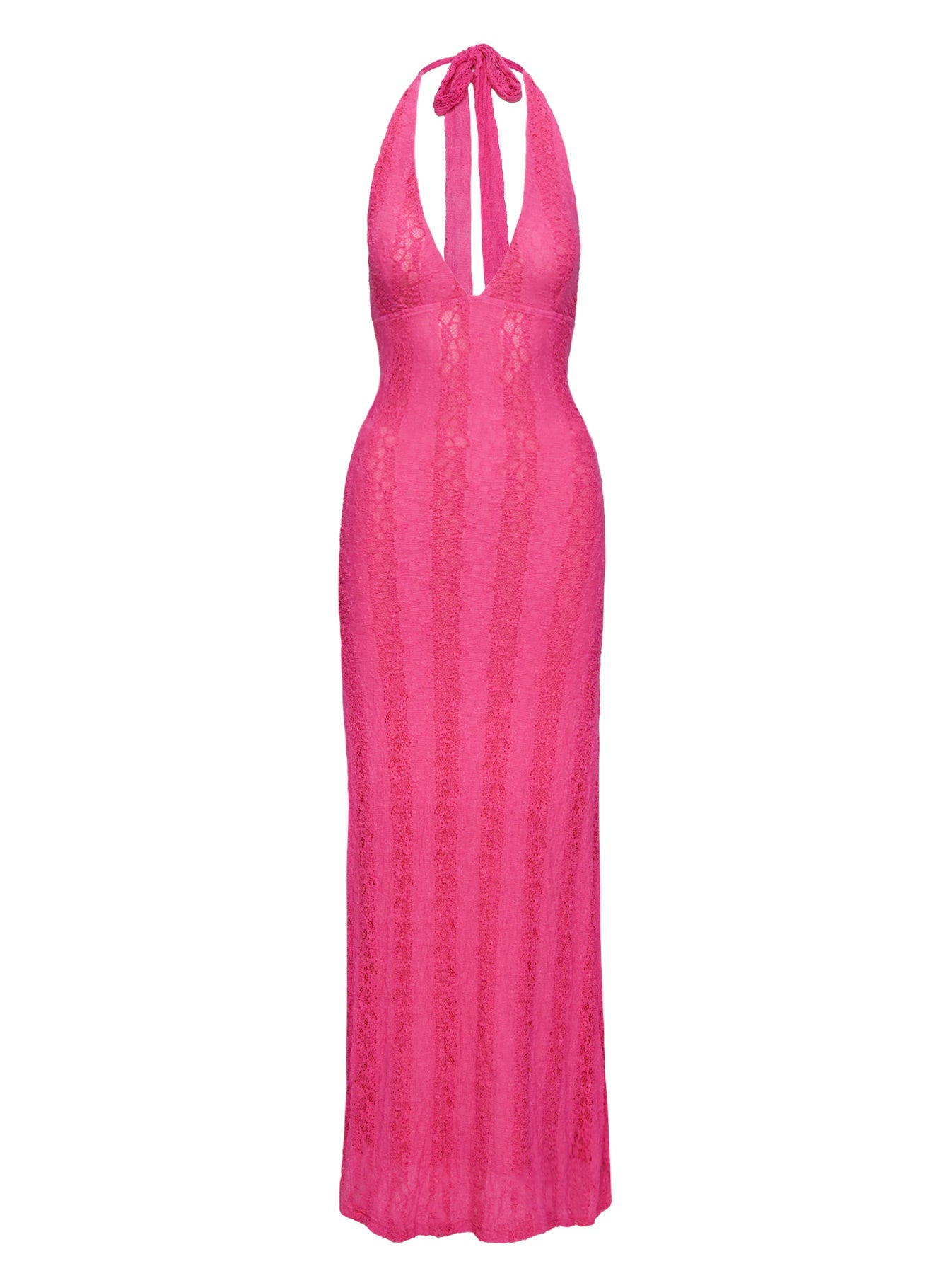 Zoi Lace Halter Maxi Dress Hot Pink | Princess Polly Zoi Lace Halter Maxi Dress Hot Pink | Princess Polly