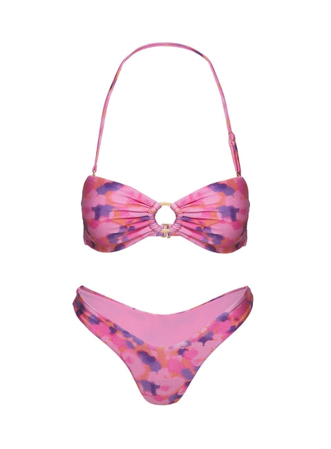 Love Letters High Cut Cheeky Bikini Bottoms Purple Floral