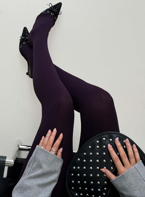 Back With Love Stockings Plum