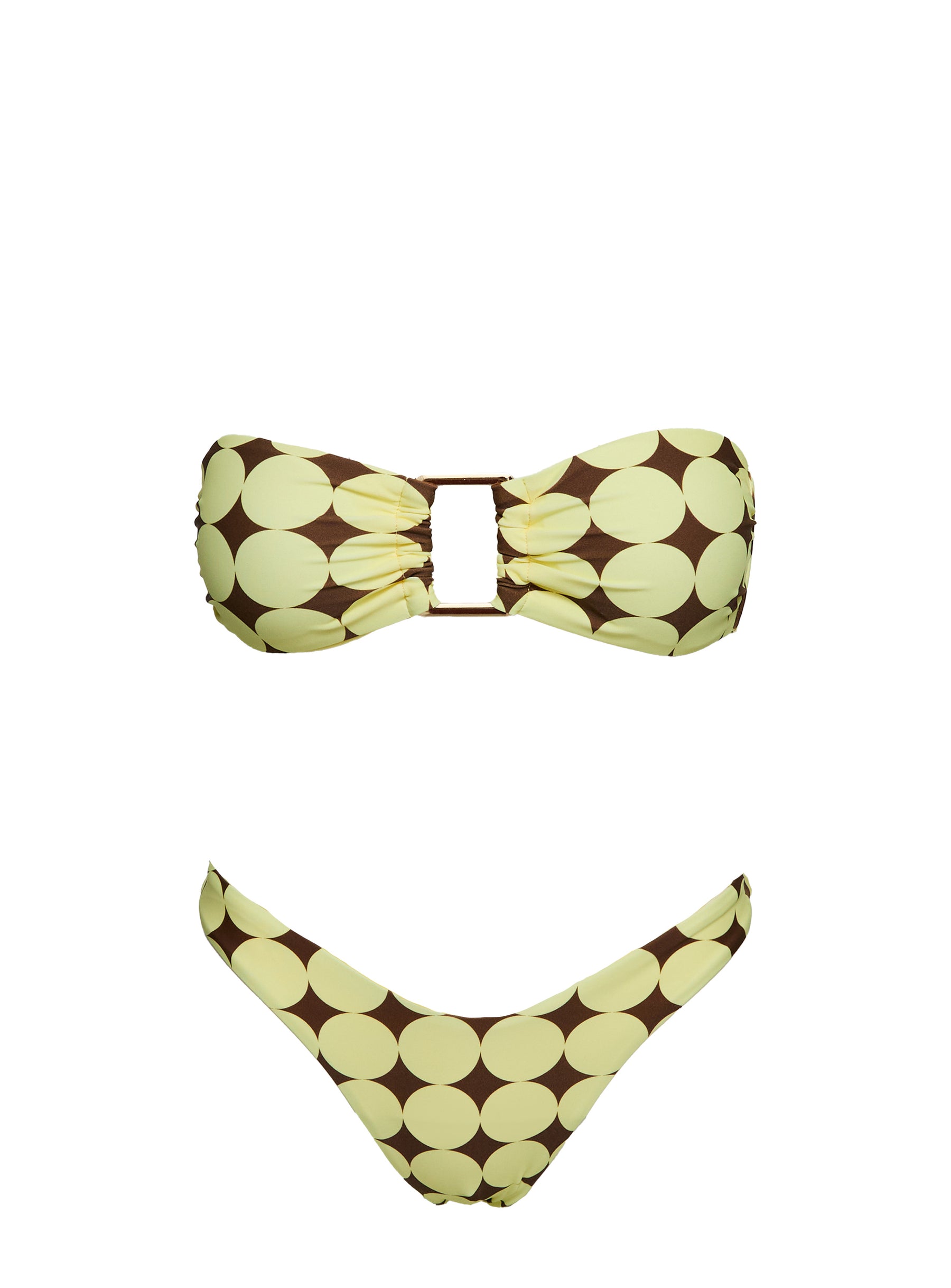 Calbira Strapless Bikini Top Yellow Geo