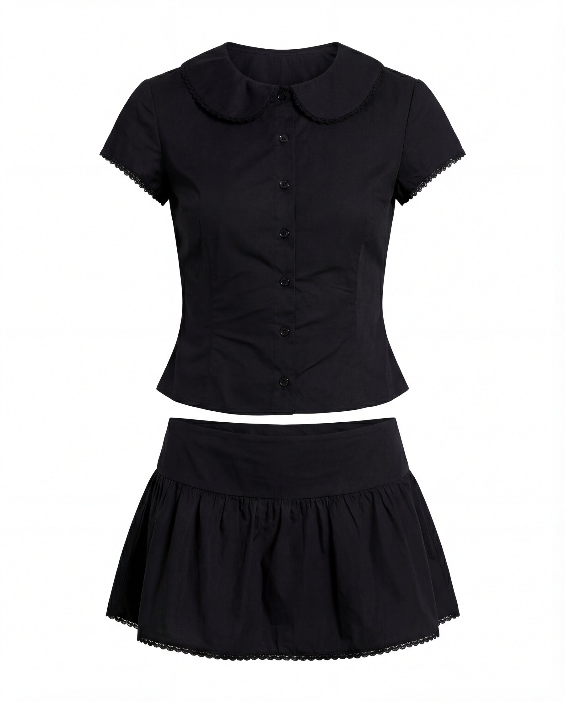 Sweet Treat Button Up Set Black