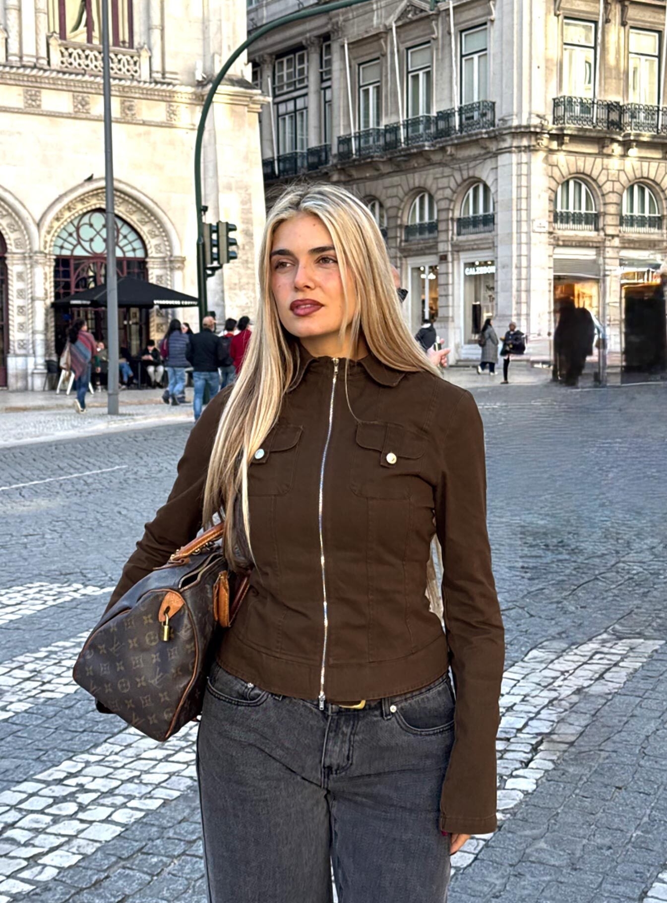 Kelehan Long Sleeve Zip Front Top Stonewashed Brown | Princess Polly