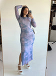 product Princess Polly Crew Neck  Harlowe Mesh Maxi Dress Blue Multi