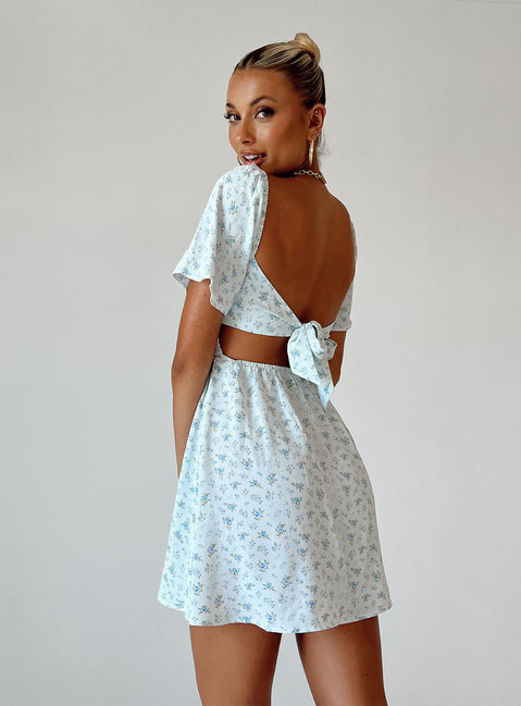 Summer Nights Mini Dress Blue Floral | Princess Polly Summer Nights Mini Dress Blue Floral | Princess Polly