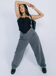 Front view of model wearing  front Princess Polly High Waisted Pants  Motel Sakaria Trouser Tailoring Charcoal