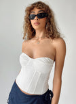 Princess Polly Sleeveless Sweetheart  Davina Top White