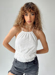 front view of model wearing Princess Polly Bailee Top White Sleeveless Crew Neck 