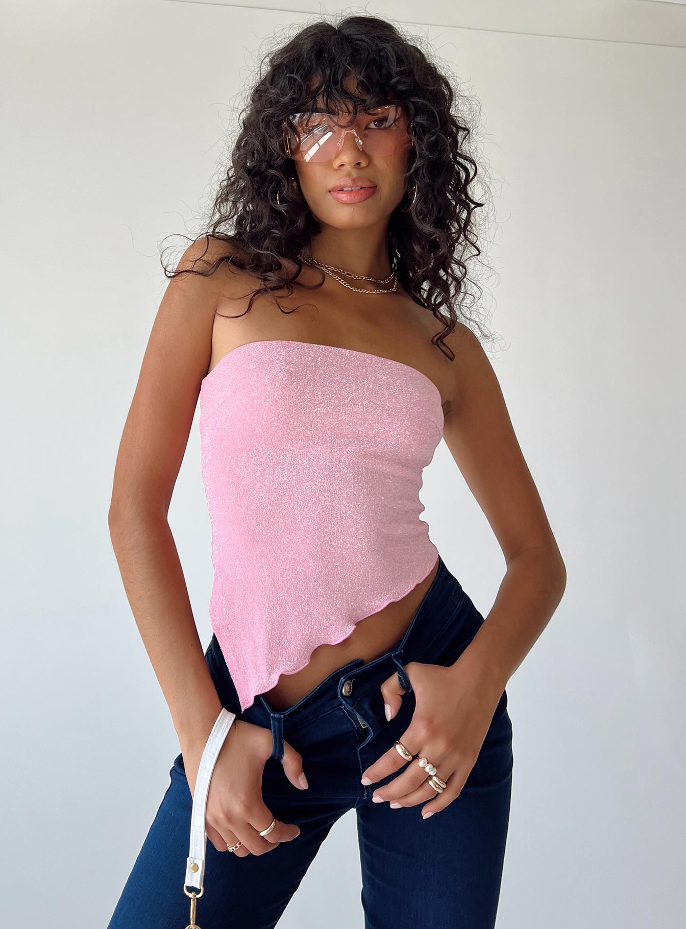 Carrow strapless top pink