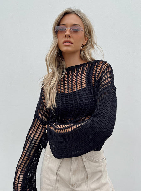 The Kennedy Sweater Black Princess Polly  Cropped 