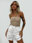 White shorts Zip & button fastening  Twin hip pockets  Faux back pockets 