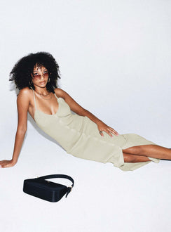 Front view of model wearing  front Princess Polly Asymmetric Neckline  Casa Maxi Dress Cream