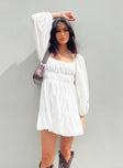 Princess Polly Square Neck  Ceara Long Sleeve Mini Dress White