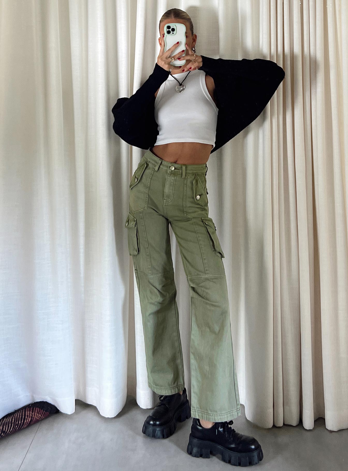 Women's Olive Green High Waist Skinny Jeans
