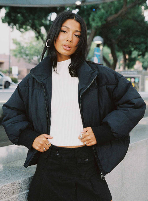 Abe Puffer Jacket Black Princess Polly
