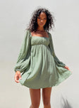 product Princess Polly High Neck  Let's Dance Long Sleeve Mini Dress Sage