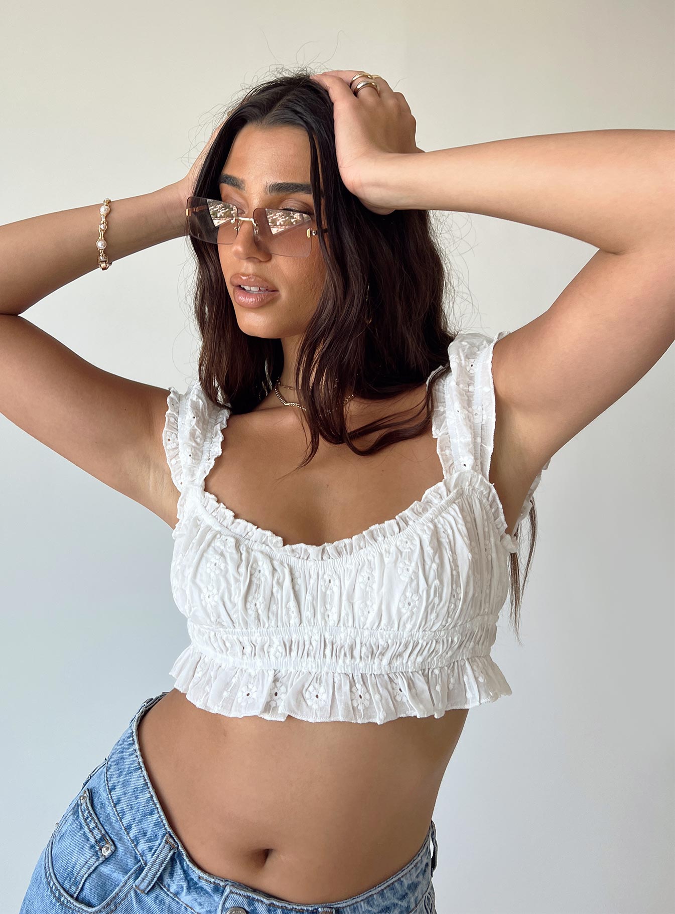 product Princess Polly Short Sleeves Square Neck  Carlita Top White