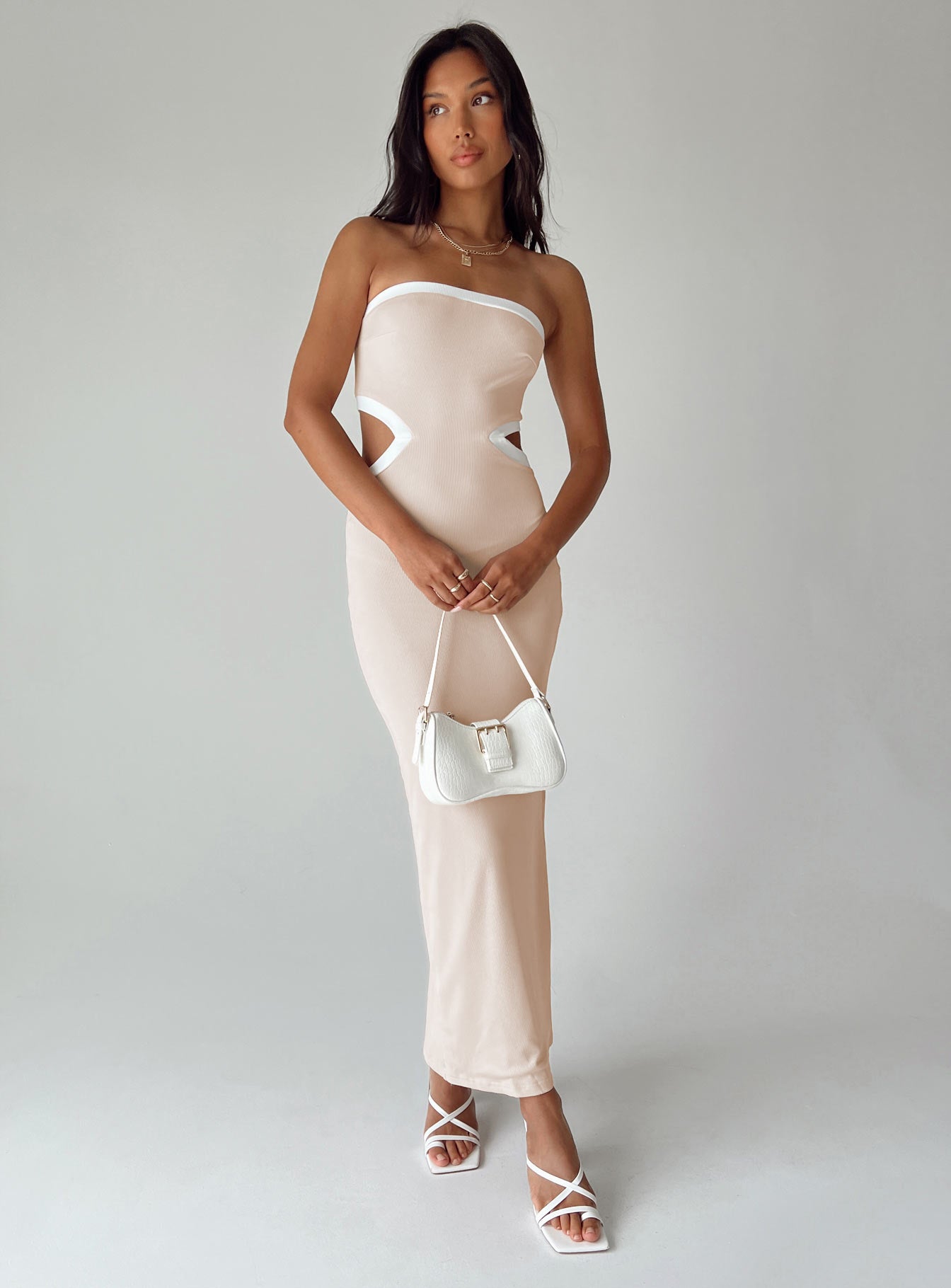 princess polly beige dress Langdon Strapless Mini Dress Beige