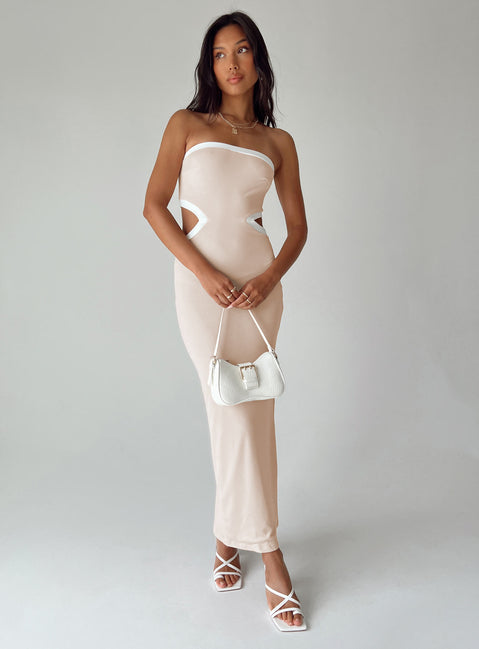 princess polly tan dress Langdon Strapless Mini Dress Beige