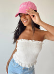 front view of model wearing Princess Polly Rosemont Top White Sleeveless Square Neck 