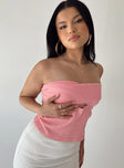 Pink strapless top Soft textured material  Twisted bust  Cut out detail 