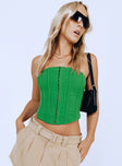 Camil Strapless Top Green