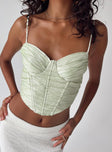 Top Silky material Corset style Ruched design  Shirred back Boning through front