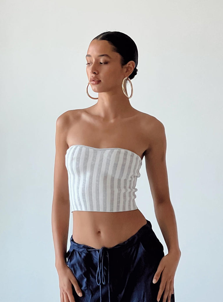 Strapless tube top Stripe print  Soft knit material 